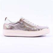 Tamaris Laced Trainer With Side Zip - Light Gold Leather - 38 image