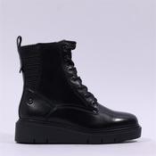 Tamaris Cora Low Wedge Laced Ankle Boot - Black Leather - 36 image