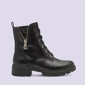 Tamaris Samira Zip Detail Laced Boot - Black Gold Leather - 36