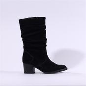 Gabor Ramona Mid Calf Ruffled Block Heel - Black Suede - 3