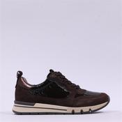 Caprice Ginga Laced Patent Suede Trainer - Dark Brown Combi - 37 image