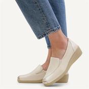 Caprice Finja Slip On Wedge - Cream Leather - 6