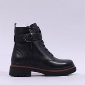 Caprice Flori Chunky Strap Laced Boot - Black Leather - 4