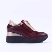 Marco Moreo Gianna Front Zip Wedge Shoe Bordeaux Gold 7.5