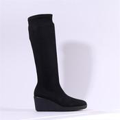 Miss Elastic Wedge Long Boot - Black Stretch - 36 image