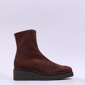 Miss Elastic Platform Wedge Ankle Boot - Brown Stretch - 37