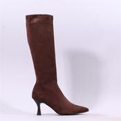 Miss Elastic Pointed High Heel Knee High - Brown Stretch - 36 image