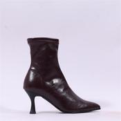 Miss Elastic High Heel Point Ankle Boot - Burgundy - 36 image