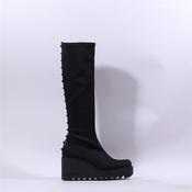 Marco Moreo Liege Studed Knee High Wedge - Black Stretch - 3