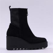 Marco Moreo Liege Front Zip Wedge Boot - Black Suede - 3 image