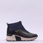 Rieker Front Zip Wedge Ankle Boot - Navy Combi - 36
