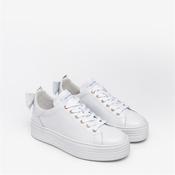 Nerogiardini Platform Laced Bow Trainer - White Gold Leather - 35