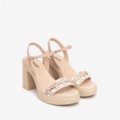 Nerogiardini Platform Block Heel Sandal - Nude Combi - 40