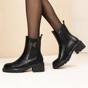 Nerogiardini Chunky Gusset Buckle Boot - Black Leather - 36