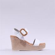 Oh My Sandals Square Buckle Wedge - White - 36