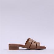 Oh My Sandals Low Heel Mule Slider - Taupe - 36