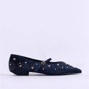 Pedro Anton Barcelona Studded Pump Strap - Navy Suede - 37