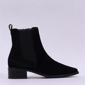 Paul Green Low Heel Pointed Chelsea Boot - Black Suede - 3 image