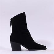 Paul Green Rear Zip Western Ankle Boot - Black Suede - 4 image