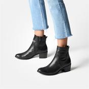 Paul Green Western Block Heel Ankle Boot - Black Soft Leather - 5.5
