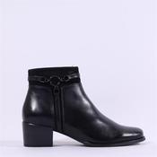 Regarde Le Ciel Ring Buckle Ankle Boot - Black Leather - 37