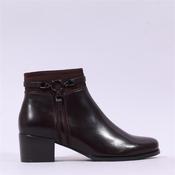 Regarde Le Ciel Ring Buckle Ankle Boot - Brown Leather - 37