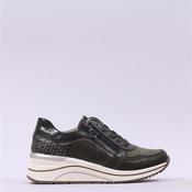 Remonte Lace Wedge Trainer With Side Zip - Forest Green - 36