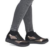 Remonte Low Wedge Laced Side Zip Shoe - Black Bronze Combi - 37