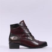 Remonte Low Block Heel Laced Ankle Boot - Wine Combi - 36 image
