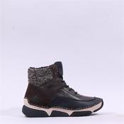 Rieker Knitted Cuff Laced Ankle Boot - Brown Combi - 37
