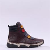 Rieker Button Detail Ankle Boot Side Zip - Wine - 37