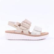 Rieker Platform Twin Velcro Strap Sandal - Beige Metallic Combi - 37 image