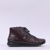 Rieker Laced Ankle Boot With Side Zip - Wine - 37