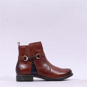 Rieker Low Heel Link Detail Ankle Boot - Cognac Leather - 37 image