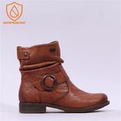 Rieker Tex Round Buckle Ruffled Boot - Tan Leather - 37 image