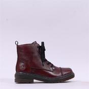 Rieker Laced Biker Boot With Side Zip - Wine Leather - 37