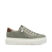 Rieker Elasticated Lace Platform Trainer - Green Leopard - 38 image