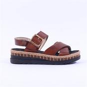 Rieker Buckle Strap Platform Sandal - Brown - 38