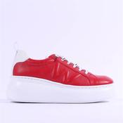 Wonders Curvy Platform Lace Trainer - Red Leather - 41 image