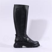 Wonders Bones Chunky Sole Knee High - Black Leather - 38