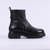 Wonders Bones Chunky Sole Ankle Boot - Black Leather - 37