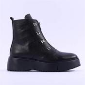 Wonders Bristol Front Zip Stud Boot - Black Leather - 39 image