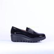 Wonders Sparkle Stud Band Wedge Shoe - Black Patent - 40