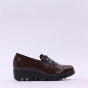 Wonders Sparkle Stud Band Wedge Shoe - Brown Patent - 36