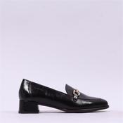 Wonders Alondra Block Heel Link Loafer - Black Leather - 36 image