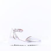 Wonders Selfie Wedge Ankle Strap Sandal - Silver Leather - 41