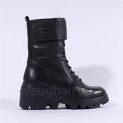 Wonders Toronto Laced Strap Wedge Boot - Black Leather - 36