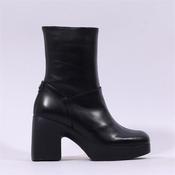 Wonders Lady Platform Block Heel Boot - Black Leather - 37