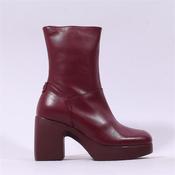 Wonders Lady Platform Block Heel Boot - Burgundy Leather - 36 image