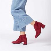 Wonders V Cut Pointed Block Heel Boot - Red Suede - 37 image